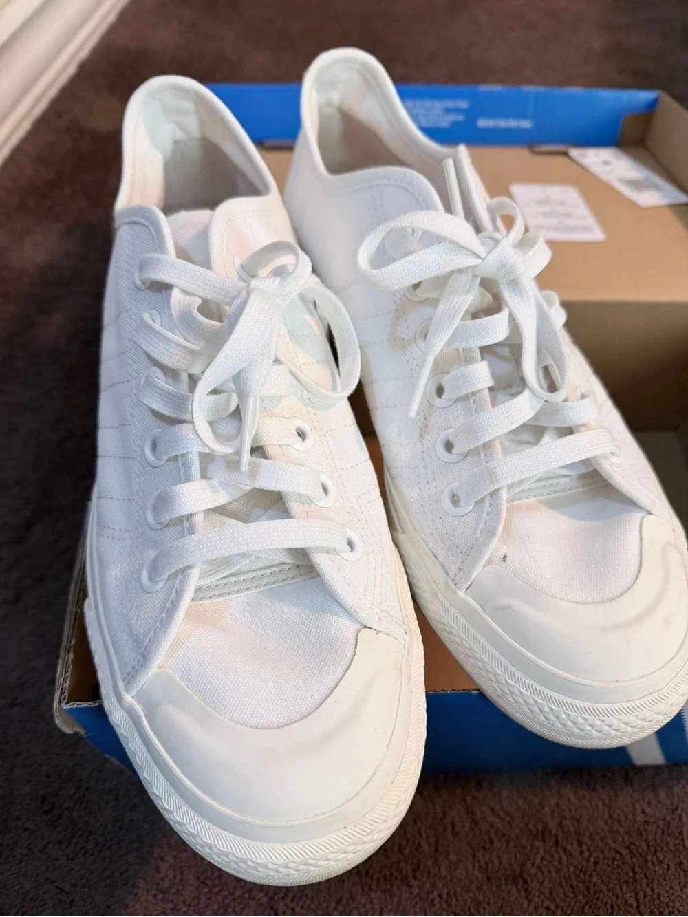 adidas White Low-Top Canvas Sneakers